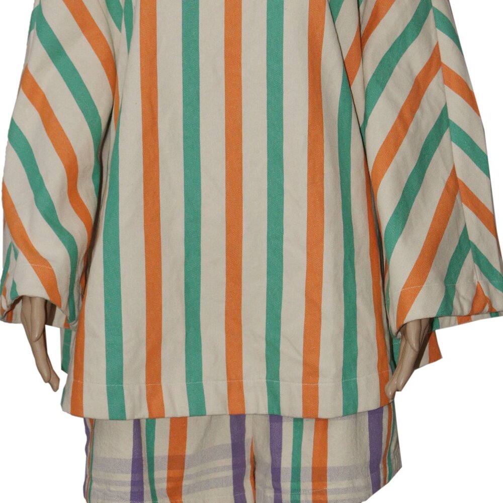 Free People Free Est The Tone Set Striped Printed Oversized Top Shorts XL - Picture 8 of 11